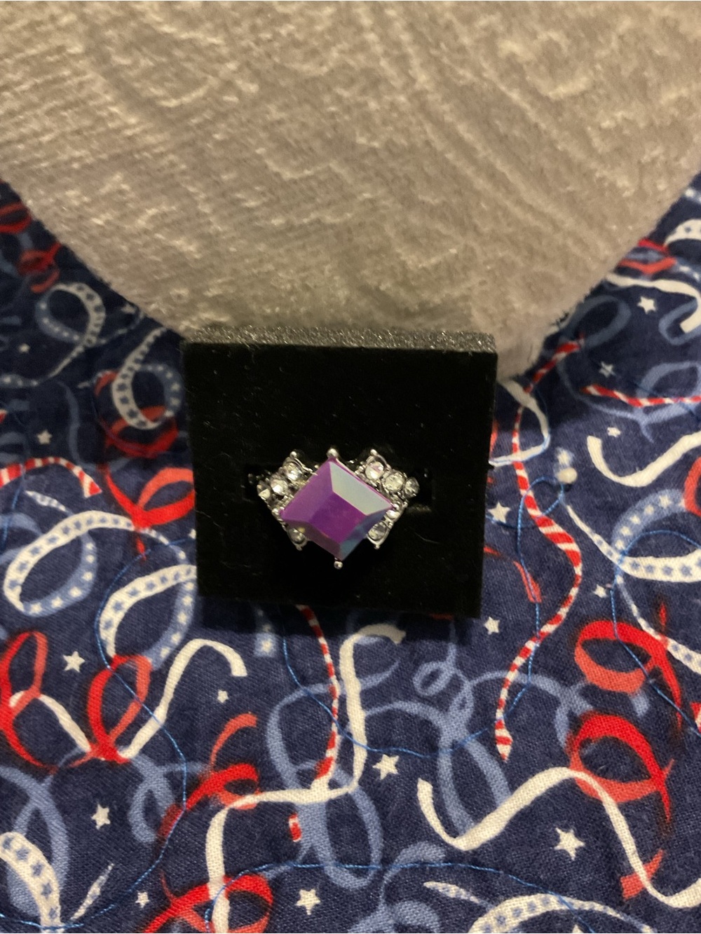 paparazzi Purple Square Gemstone Ring with Clear Accents